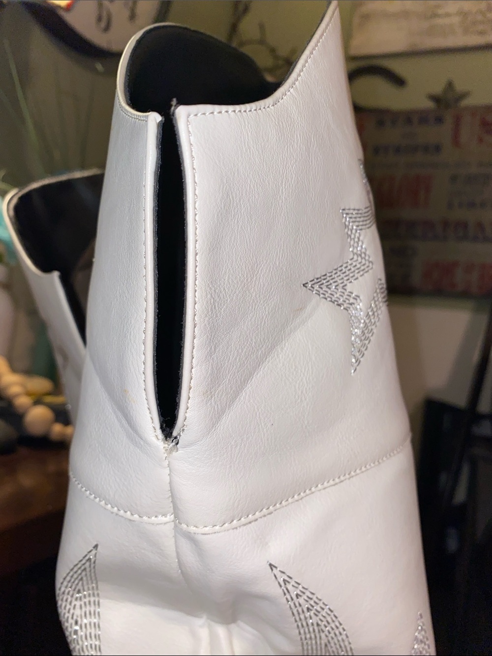 White Embroidered Knee-High Western Boots - Picture 9 of 9